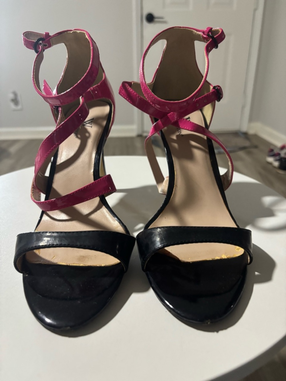 Strappy Two-Tone Black and Fuchsia Women's Dress Sandals